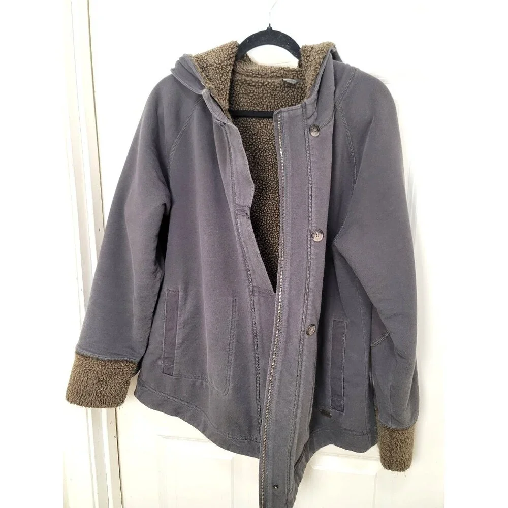 Eddie‎ Bauer Women's Hooded Fleece-Lined Jacket Pocket Elbow patch